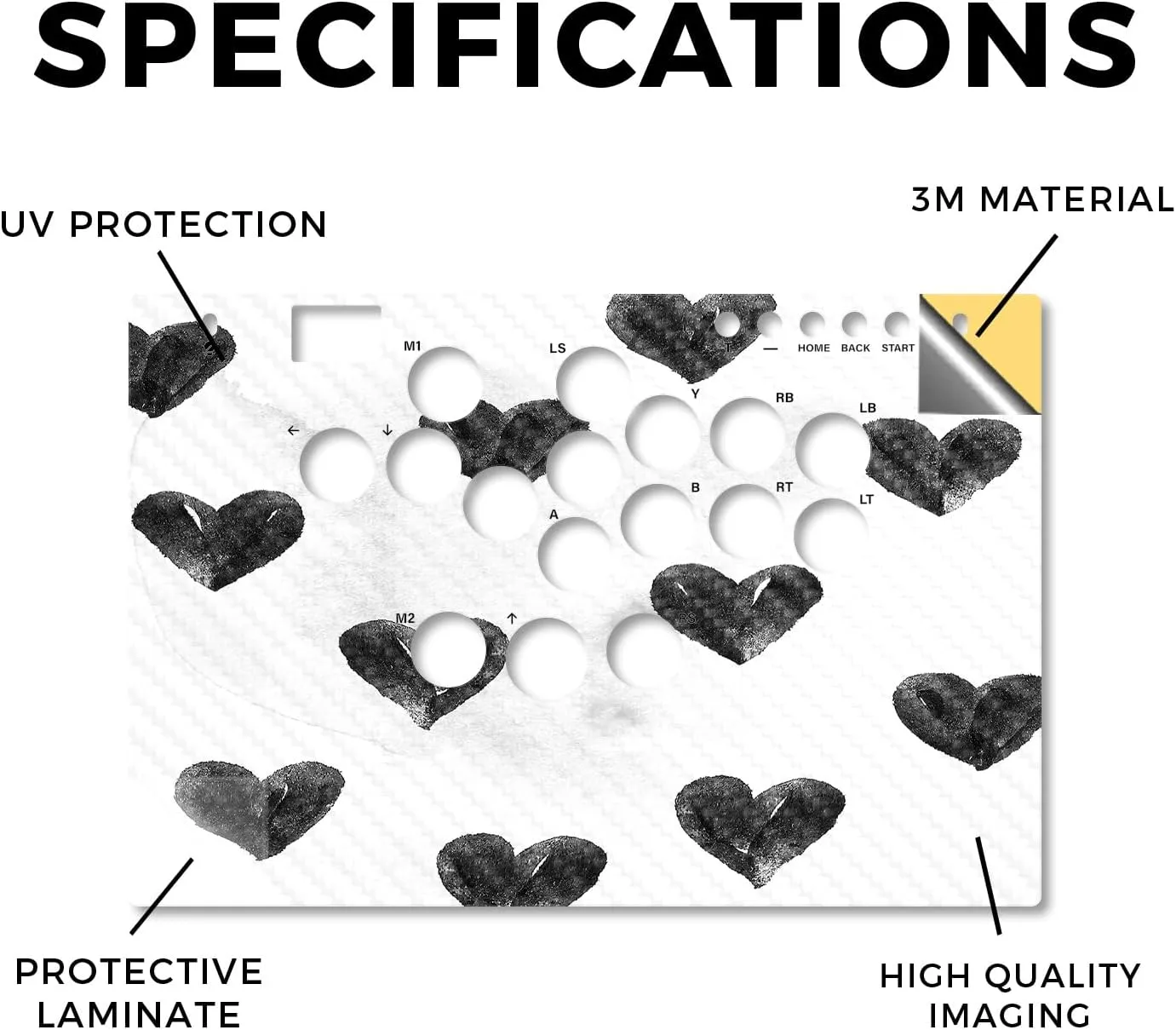 Carbon Fiber Controller Skin Compatible with Haute42 M Ultra - Ink Hearts - Premium 3M Vinyl Protective Wrap Decal Cover - Easy to Apply | Crafted in The USA by MightySkins
