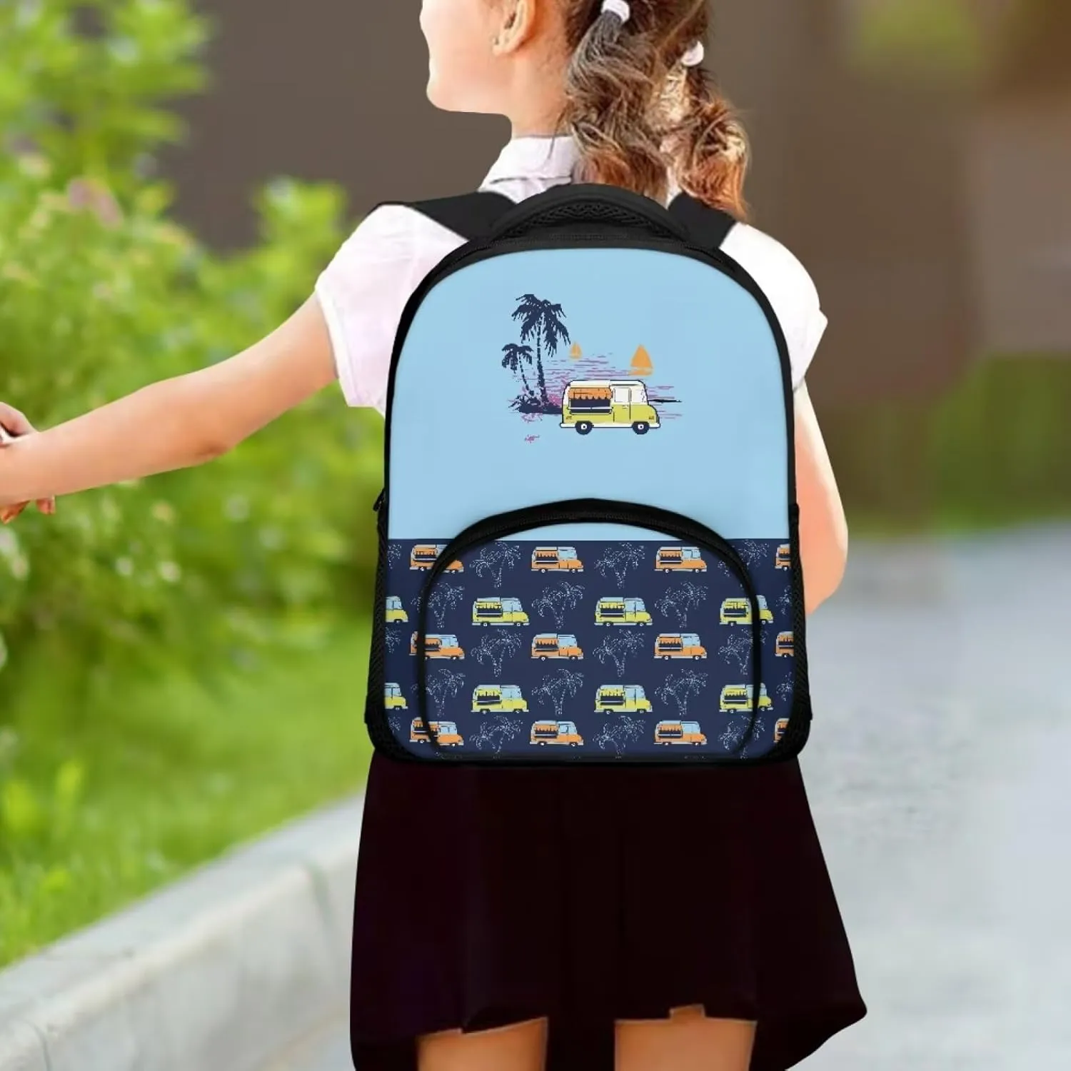 Cartoon Dining Car Backpack for Kids Boys Elementary School Bags for Girls Student Bag Back to School Gift Lightweight Bookbag Travel Rucksack Bagpack