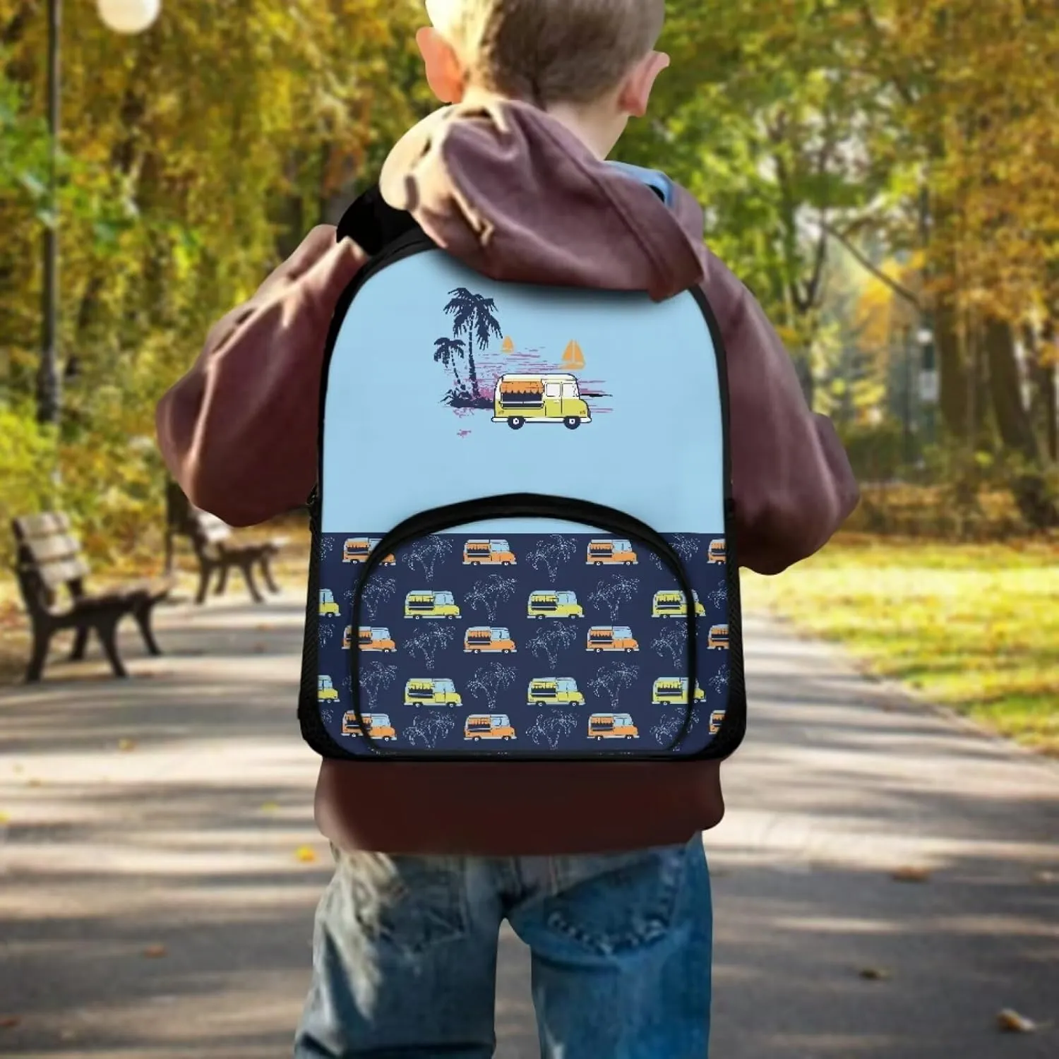 Cartoon Dining Car Backpack for Kids Boys Elementary School Bags for Girls Student Bag Back to School Gift Lightweight Bookbag Travel Rucksack Bagpack