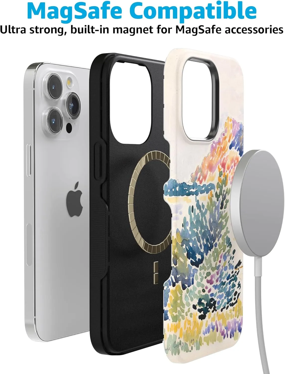 Casely iPhone 15 Pro Max Case | Cap Nègre | Calm Waters | The Met Museum Watercolor Bold | Compatible with MagSafe and Action Button