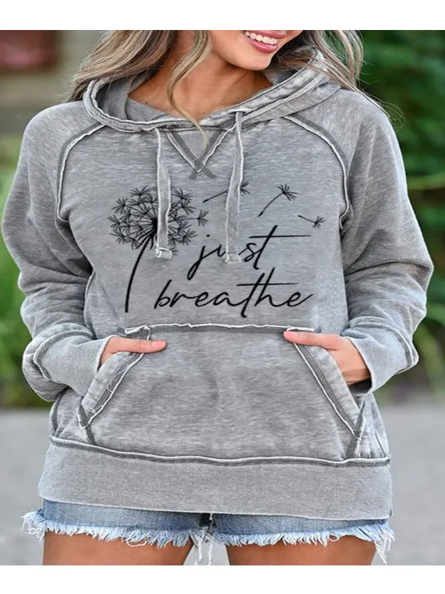 Casual Hooded Drawstring Pocketed Sweatshirt