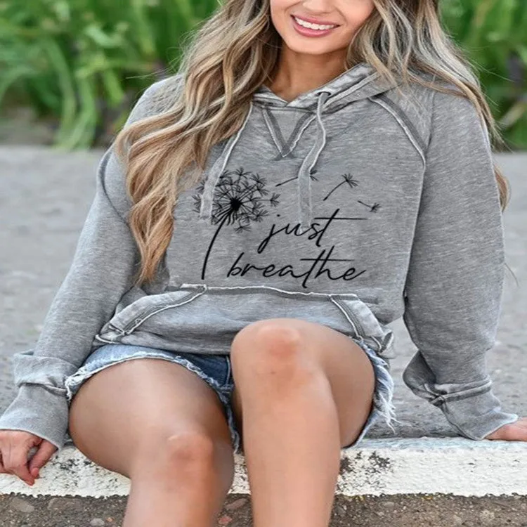 Casual Hooded Drawstring Pocketed Sweatshirt