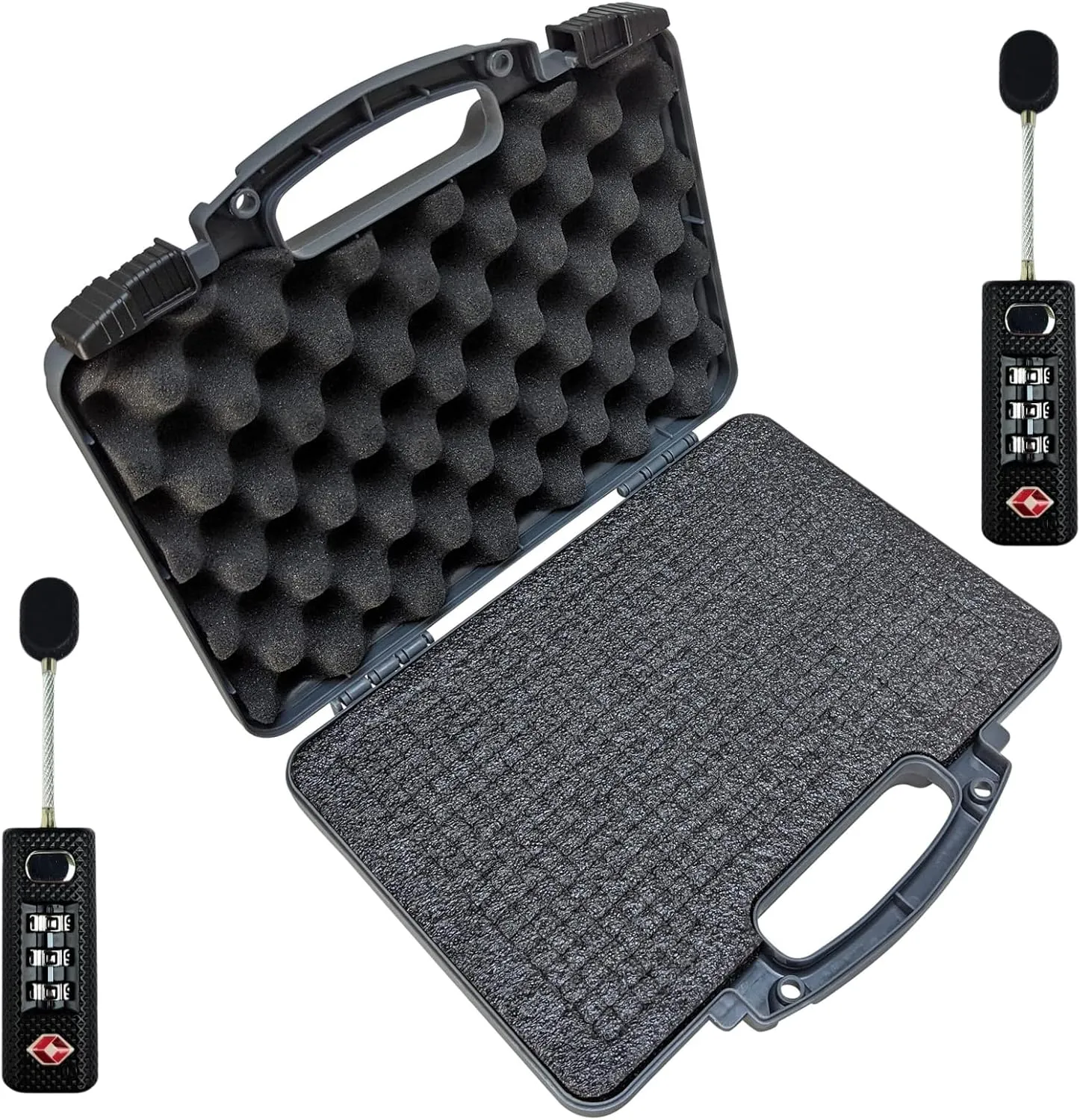 Cedar Mill Fine Firearms TSA Approved Travel Locks for Luggage, Gym Locker & Guncase Hard Gun Cases for Handguns - TSA Approved Firearm Travel Case, Military-Grade EPE Foam Bundle.