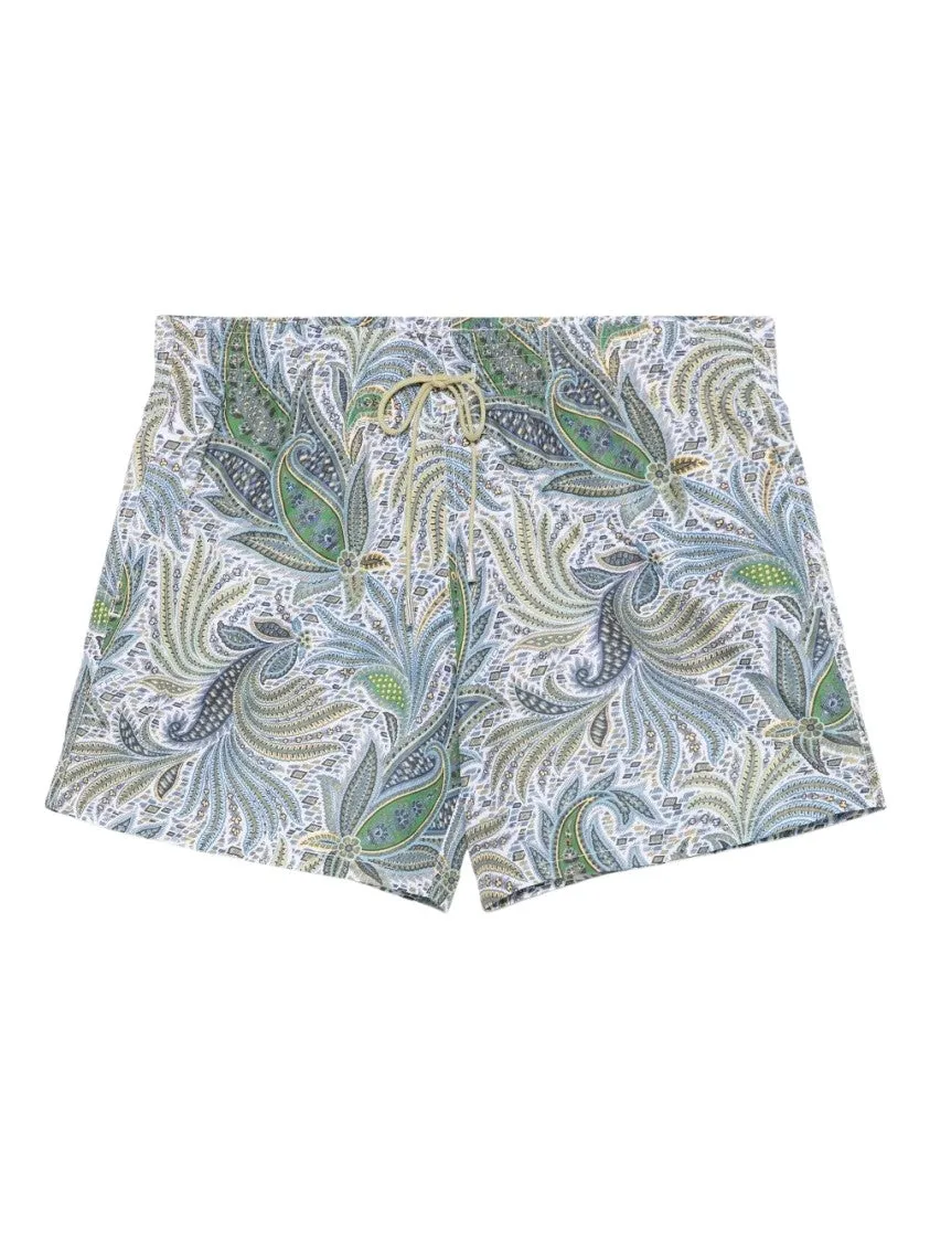 Cerulean Blue Paisley Printed Shorts