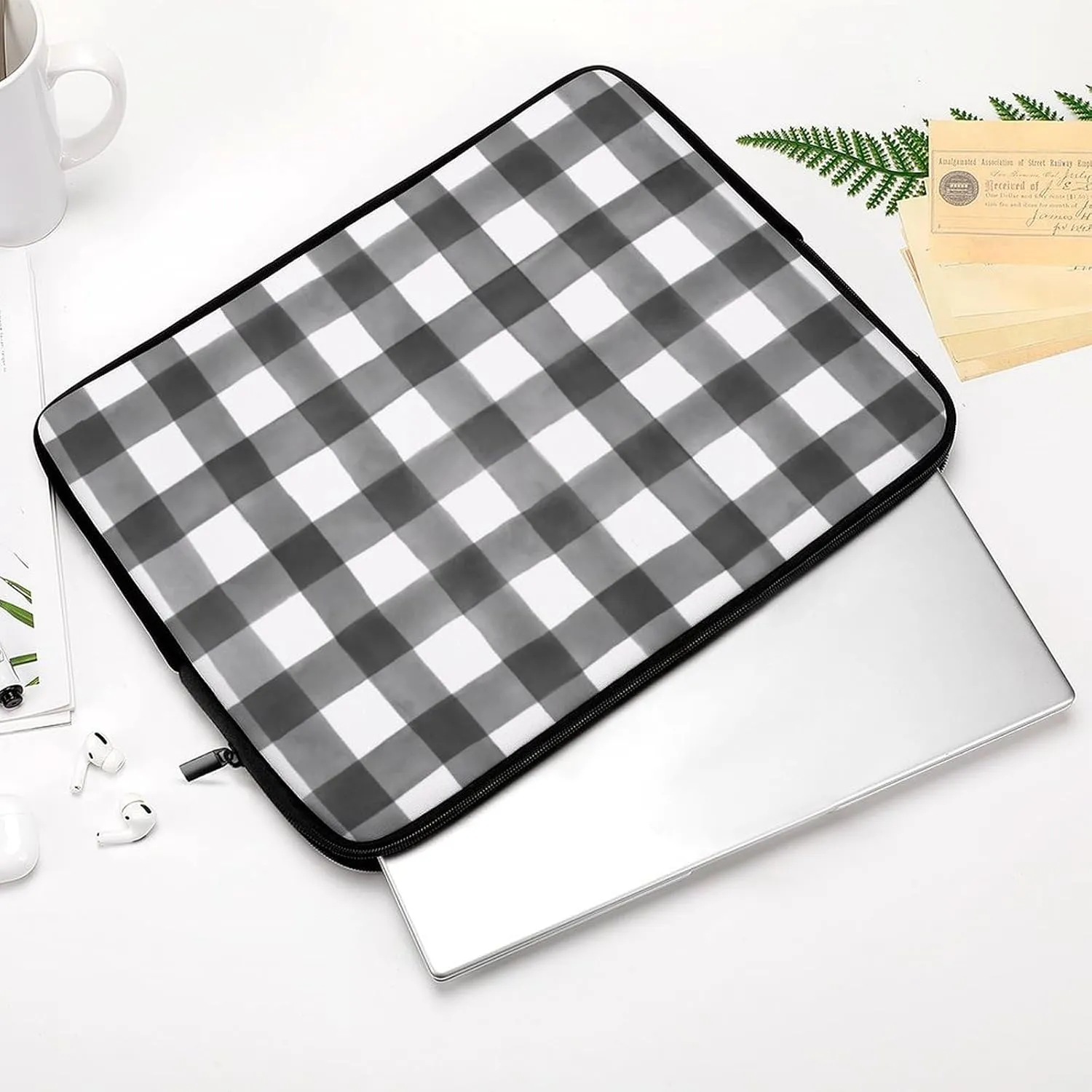 Checkered Black And White All Print Hands Free Withdrawal Laptop Bag Unisex