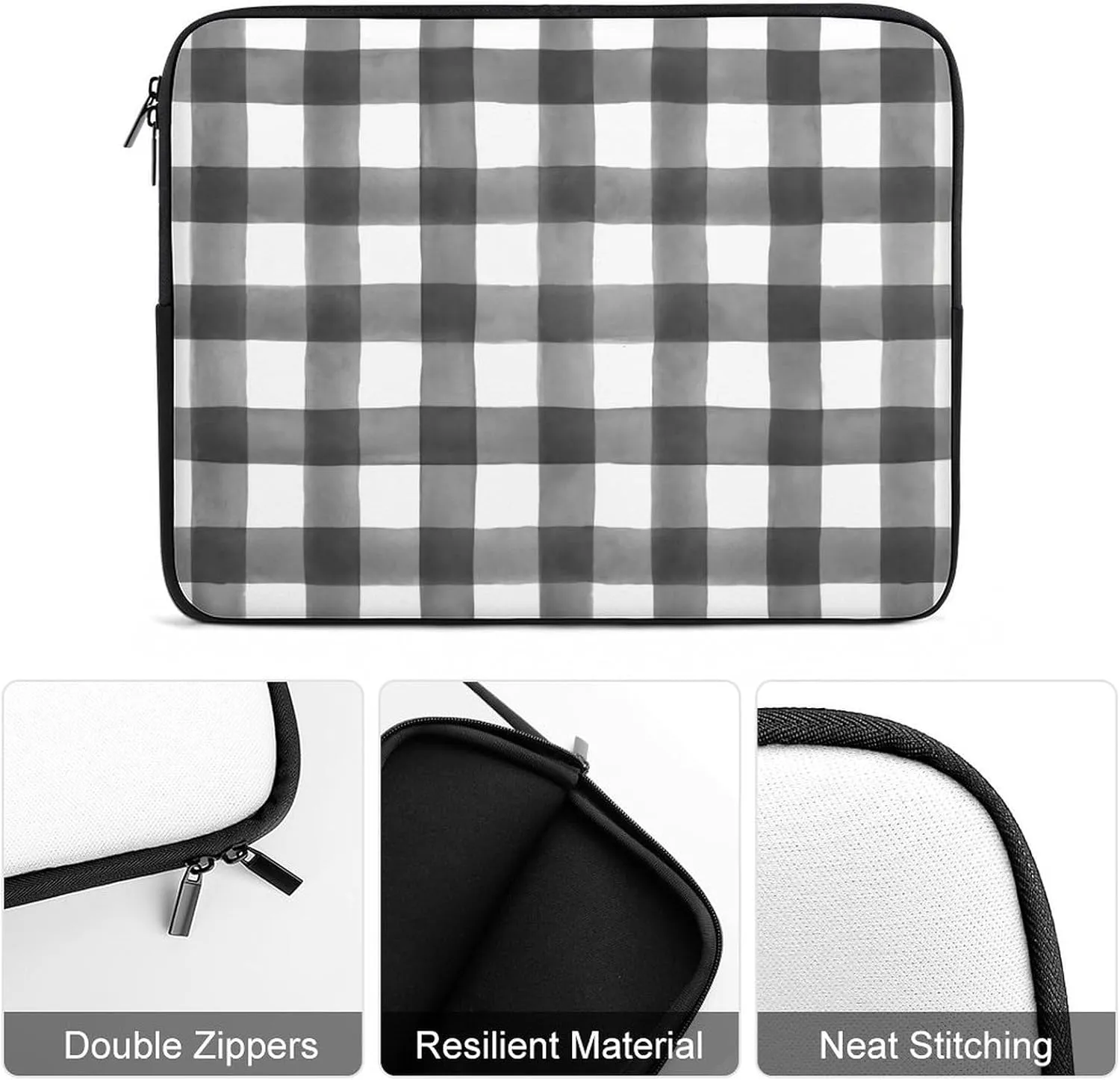Checkered Black And White All Print Hands Free Withdrawal Laptop Bag Unisex