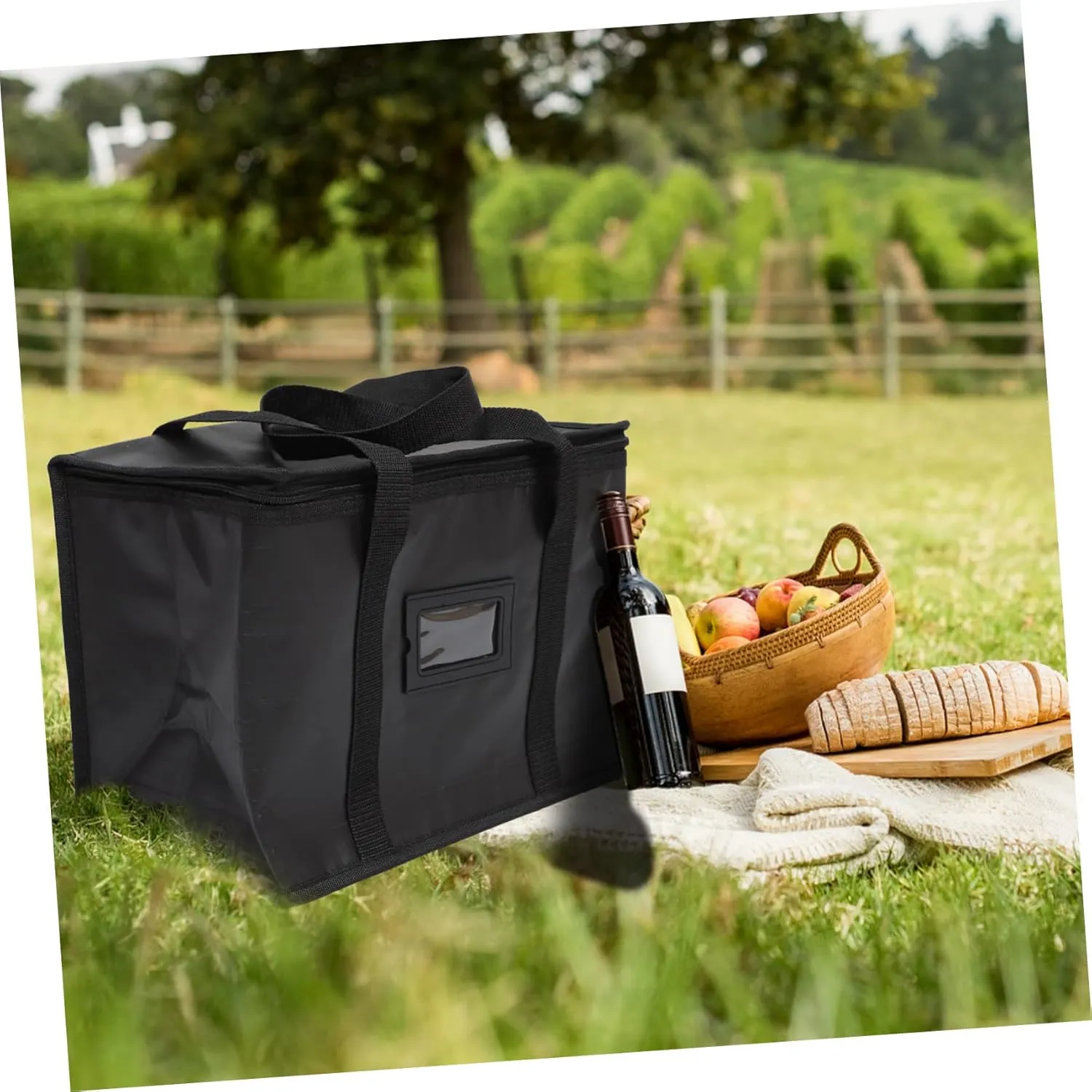 CHILDWEET Food Warmer Grocery Bag Insulated Bag Strong Pp Woven Fabric Cooler Bag for Hot or Cold Food Large Insulated Tote