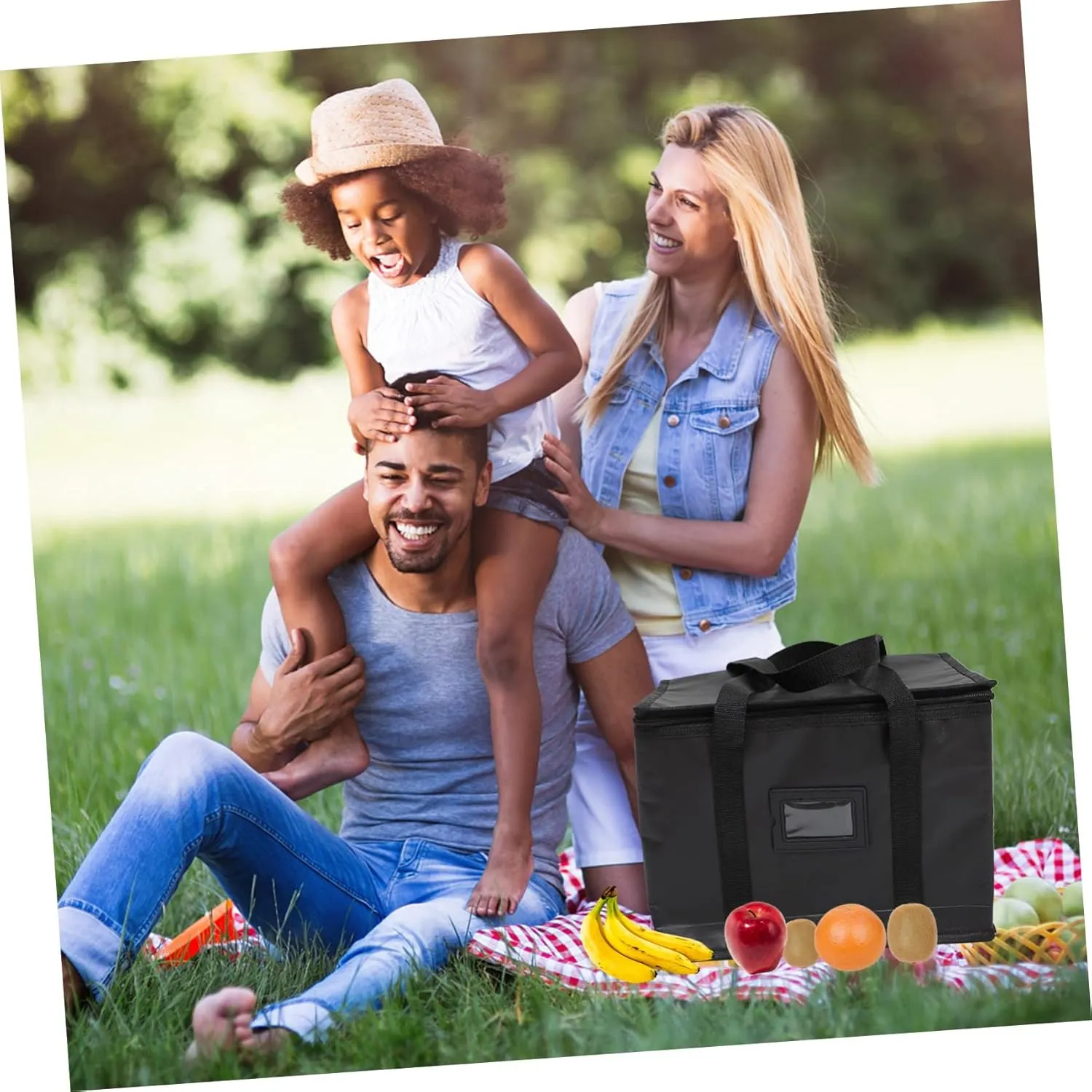 CHILDWEET Food Warmer Grocery Bag Insulated Bag Strong Pp Woven Fabric Cooler Bag for Hot or Cold Food Large Insulated Tote