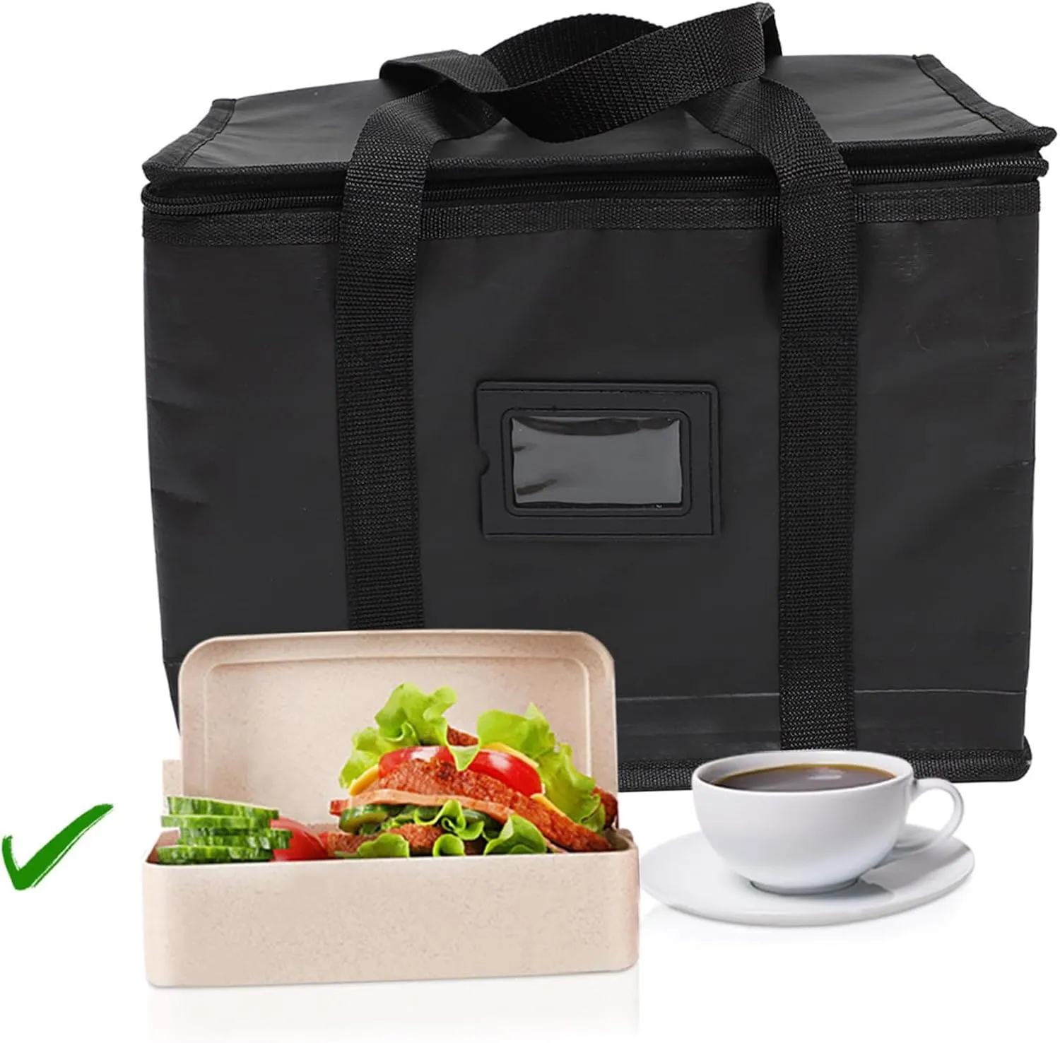 CHILDWEET Food Warmer Grocery Bag Insulated Bag Strong Pp Woven Fabric Cooler Bag for Hot or Cold Food Large Insulated Tote