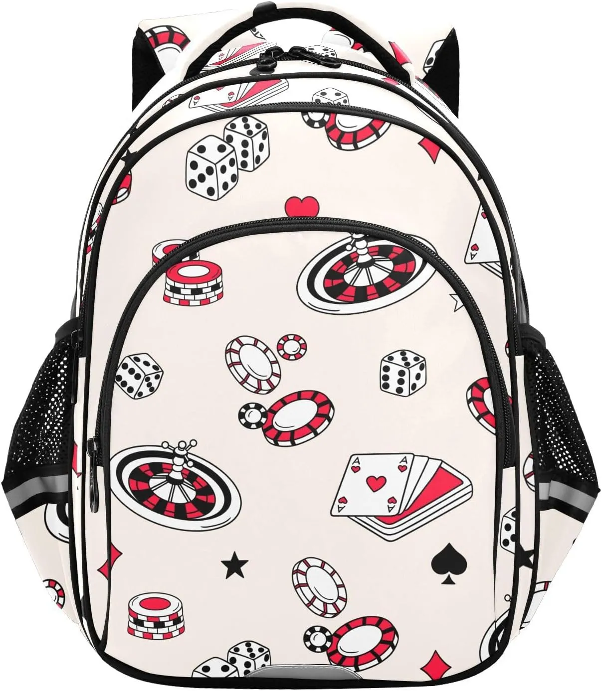 Chips and Cards Pattern Backpack for Kids Elementary School Bag Boys Girls Bookbag Travel Backpack Daypack