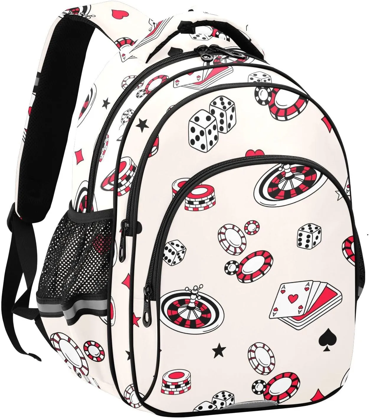 Chips and Cards Pattern Backpack for Kids Elementary School Bag Boys Girls Bookbag Travel Backpack Daypack