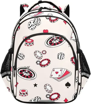 Chips and Cards Pattern Backpack for Kids Elementary School Bag Boys Girls Bookbag Travel Backpack Daypack