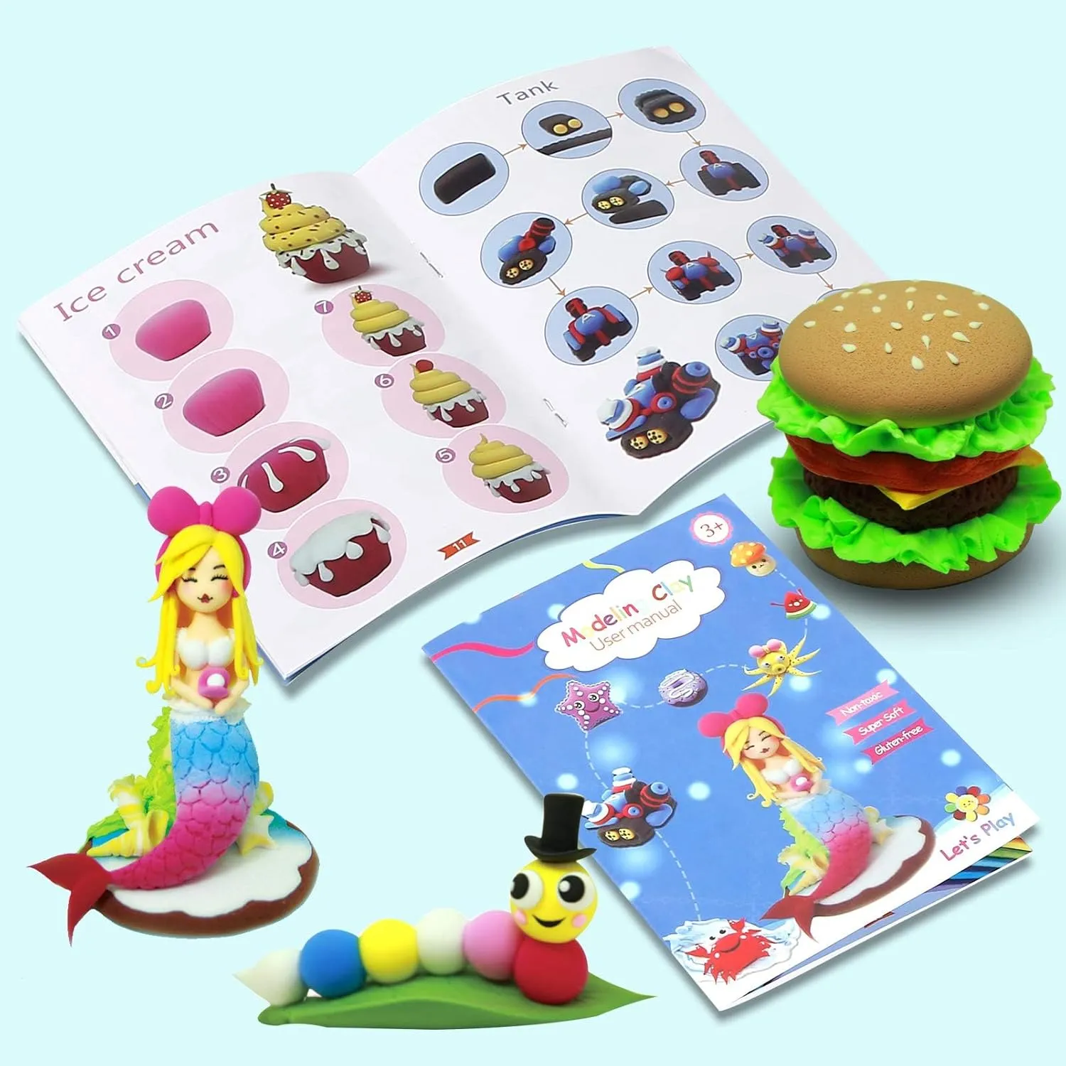 CiaraQ Modeling Clay Kit - 50 Colors Air Dry Clay with Sculpting Tools, Ideal for Crafting, DIY Projects. Easter/Halloween/Christmas Gifts