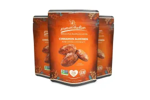 Cinnamon Almonds - Vegan, Kosher, Gluten-free, GMO-free - 4.75oz (PACK OF 3 BAGS), Satisfaction Guarantee, Vegan