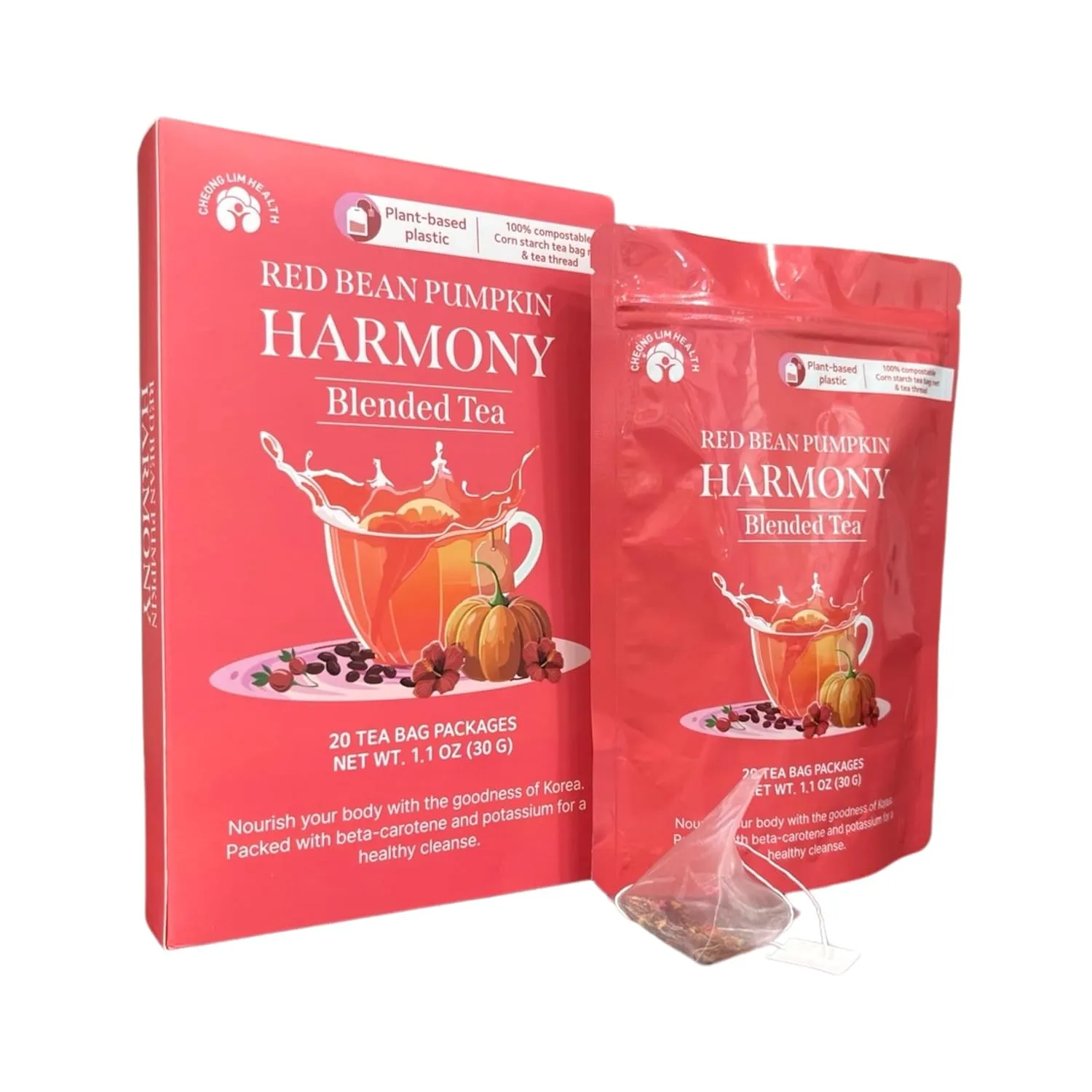 CL HEALTH Herbal Tea with Hibiscus, Pumpkin & Rosehip – Biodegradable Tea Bags, Gently Roasted, Clean & Refreshing Taste – 100% Natural