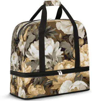 Classic Bloom Illustration Travel Duffel Bag, Travel Essentials, Gym Bag for Women, Weekender Overnight Bag With Shoes Compartment, Carry On Bags for Airplanes