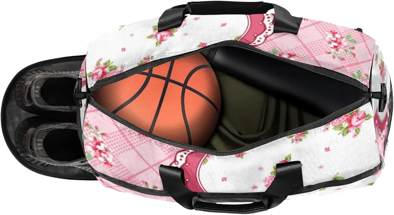 Classic Floral Gym Bags for Men Women, 43L Medium Sports Flowers Pattern Travel Duffel Bag for Men with Shoe Compartment,Carry on Bags for Airplanes Women