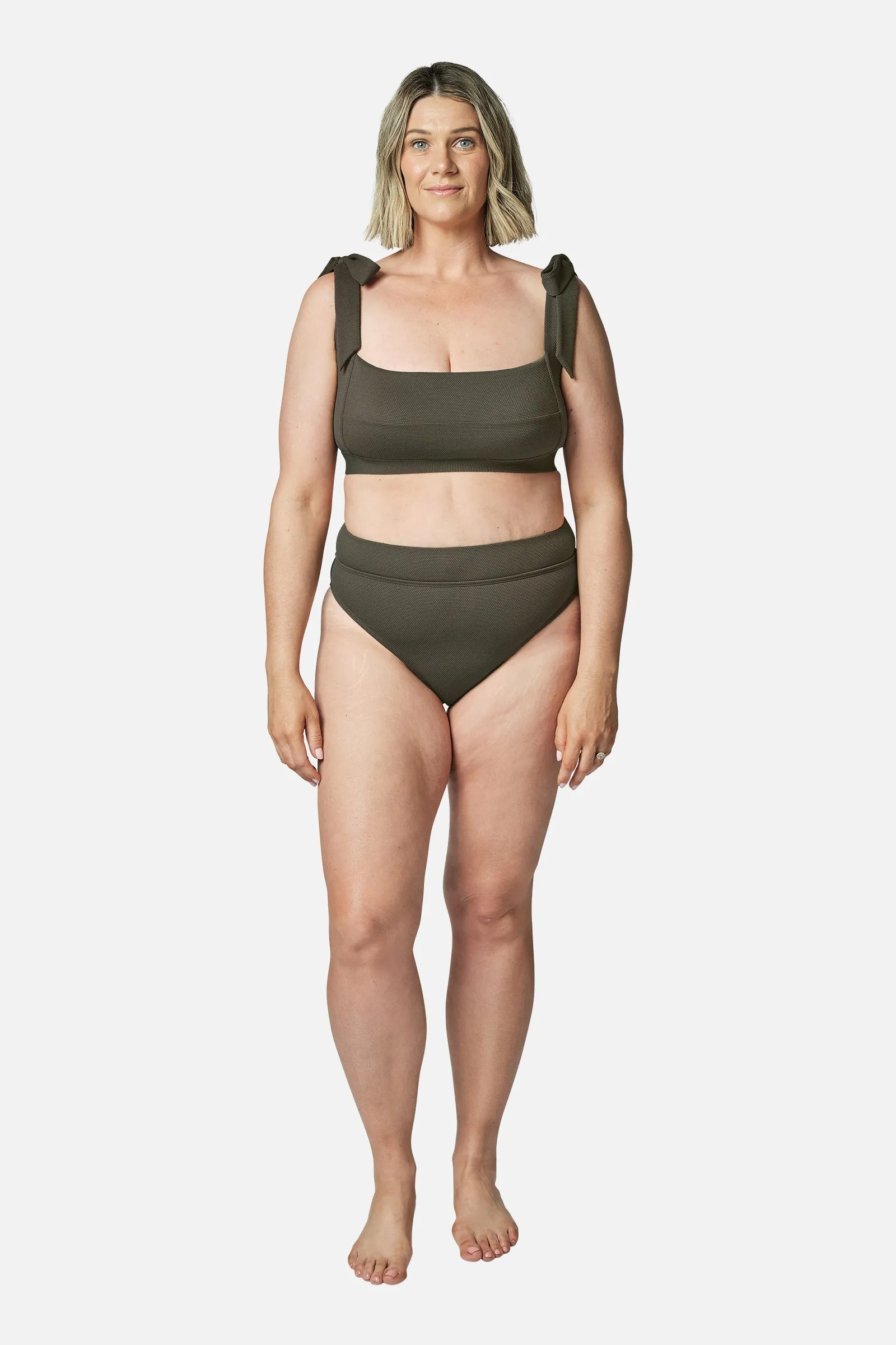 Classic Square Neck Bikini Bralette KHAKI TEXTURE