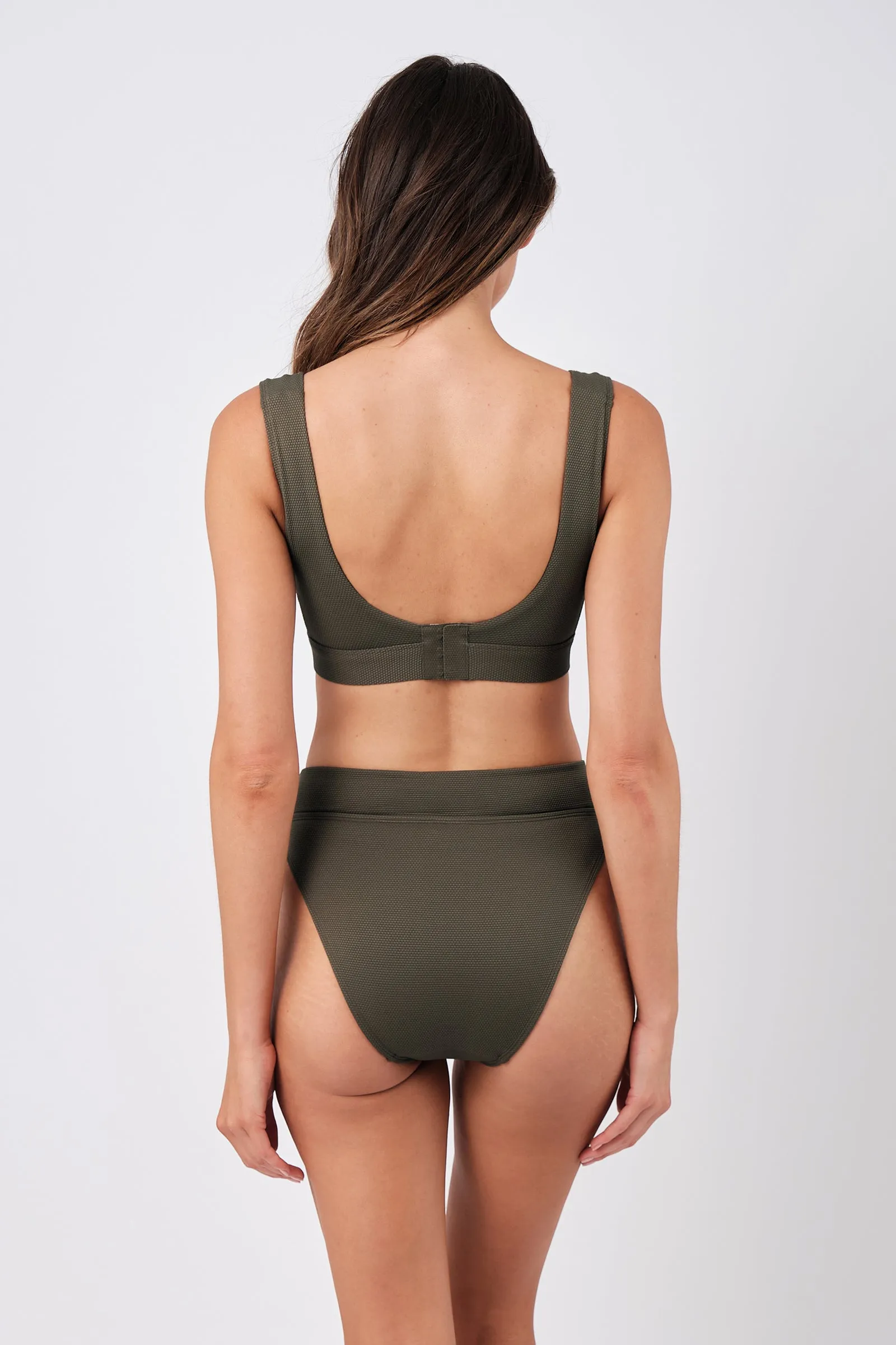 Classic Square Neck Bikini Bralette KHAKI TEXTURE