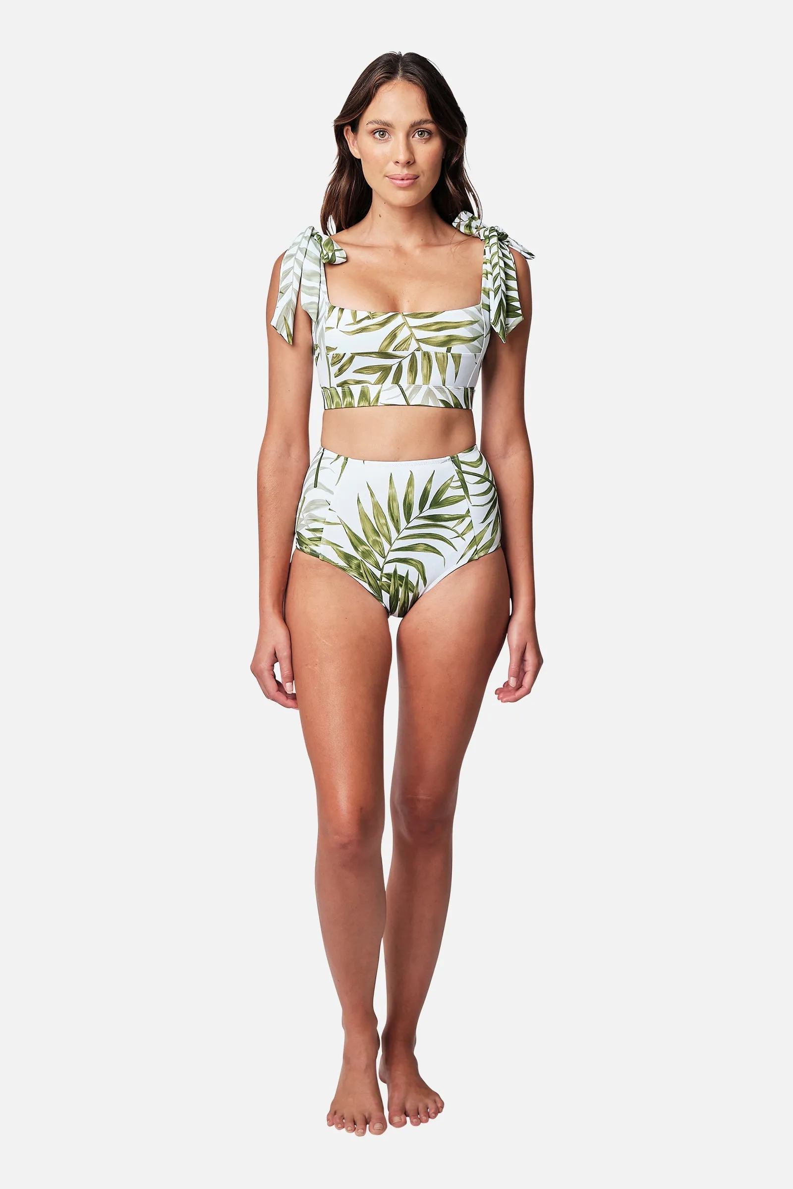 Classic Square Neck Bikini Bralette PALM WHITE