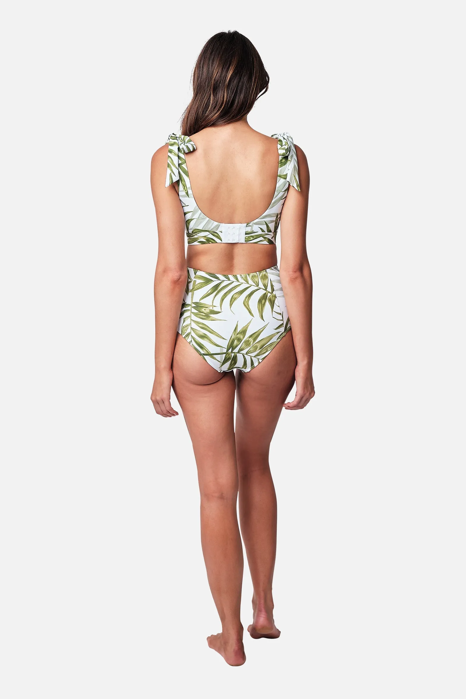 Classic Square Neck Bikini Bralette PALM WHITE