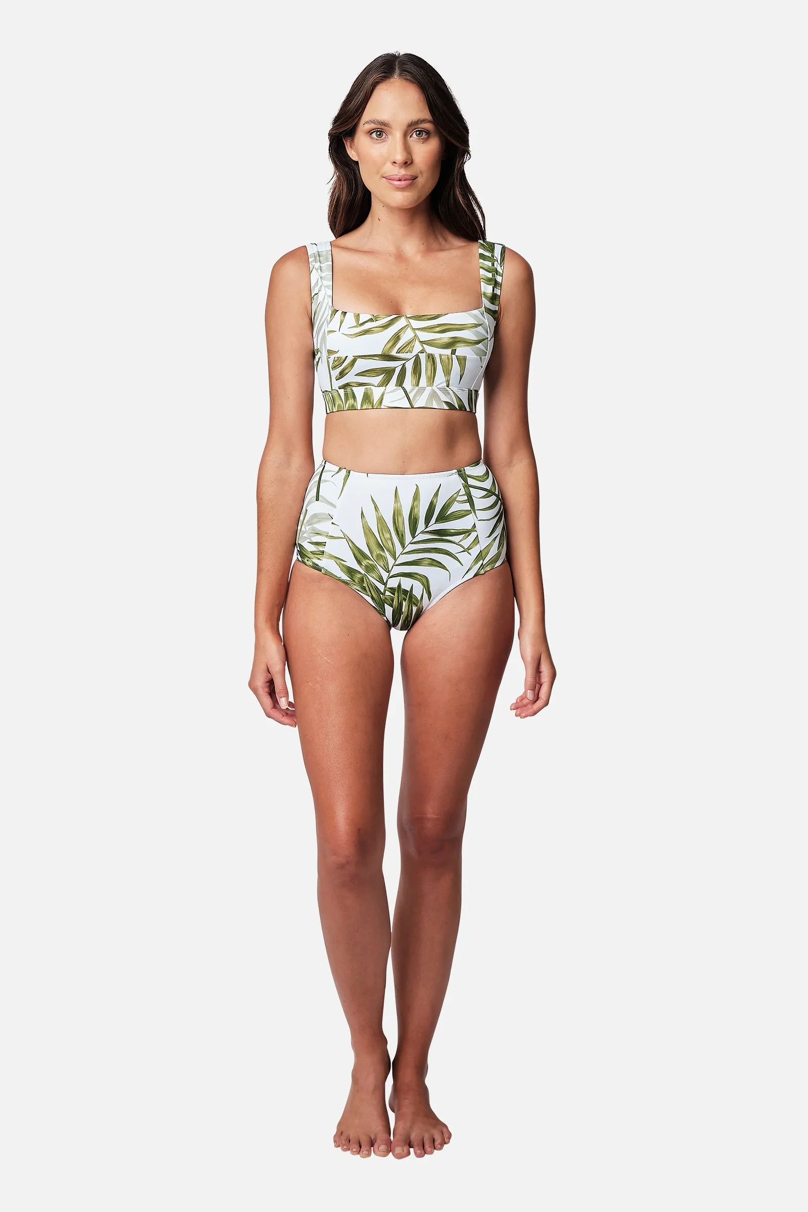 Classic Square Neck Bikini Bralette PALM WHITE