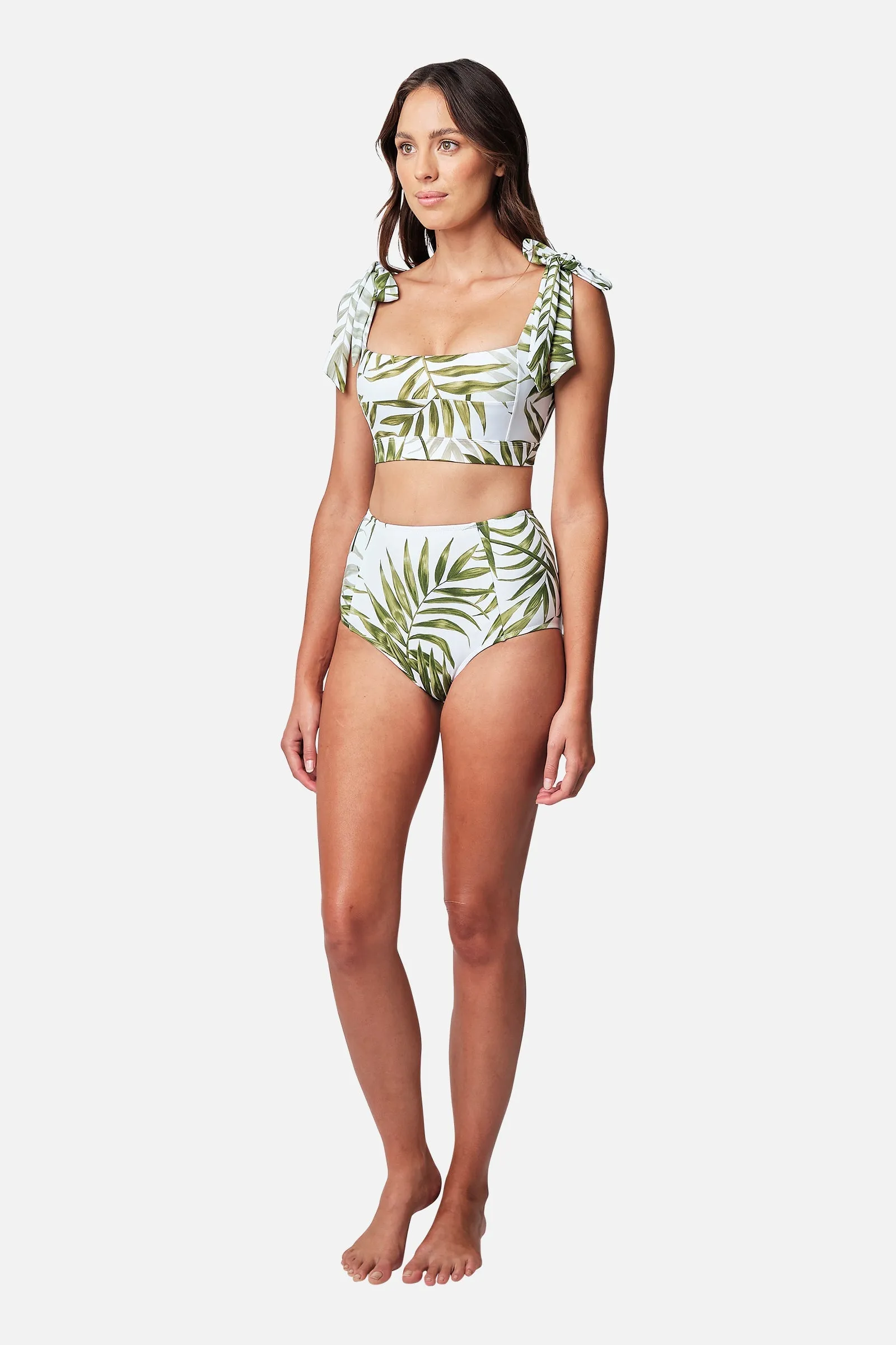Classic Square Neck Bikini Bralette PALM WHITE