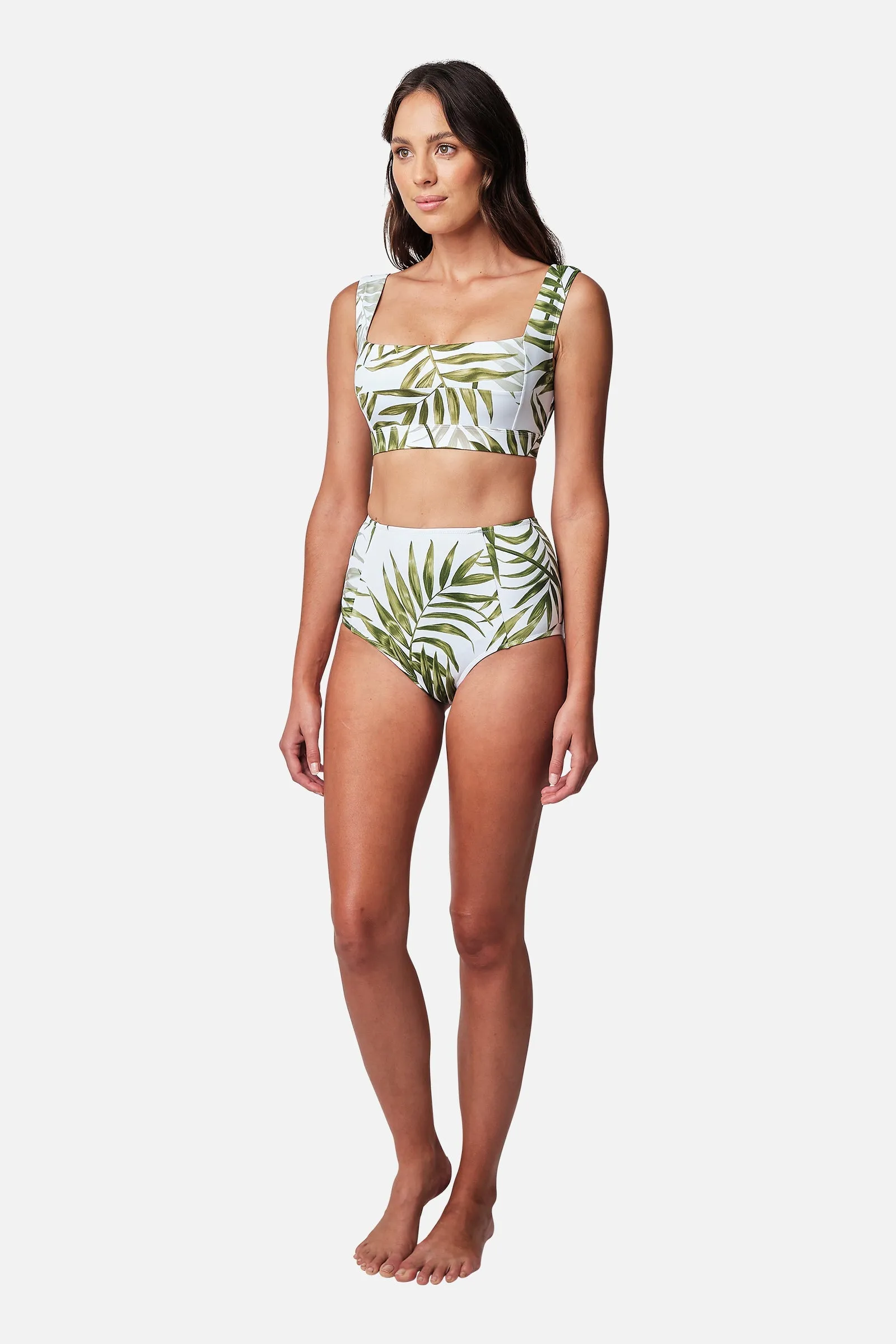 Classic Square Neck Bikini Bralette PALM WHITE