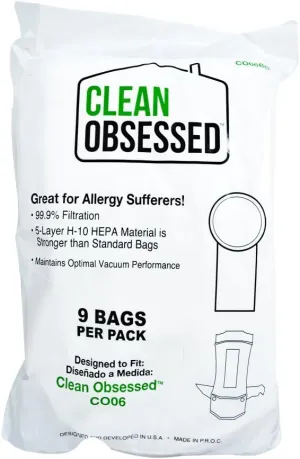 Clean Obsessed 6 Quart Back Pack HEPA Vacuum Bags CO06BG