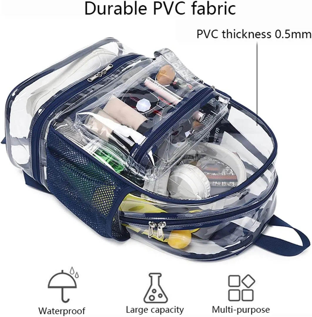 Clear Backpack Heavy Duty, See Through Backpack Purse, Gym Backpack with Laptop and Shoe Compartment (Green), 32*19*45cm