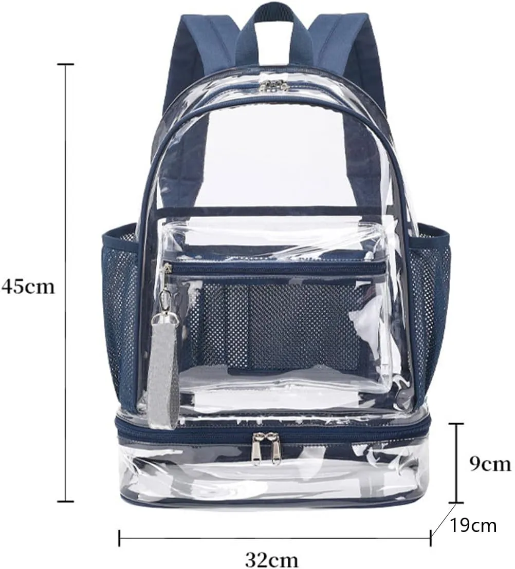 Clear Backpack Heavy Duty, See Through Backpack Purse, Gym Backpack with Laptop and Shoe Compartment (Green), 32*19*45cm