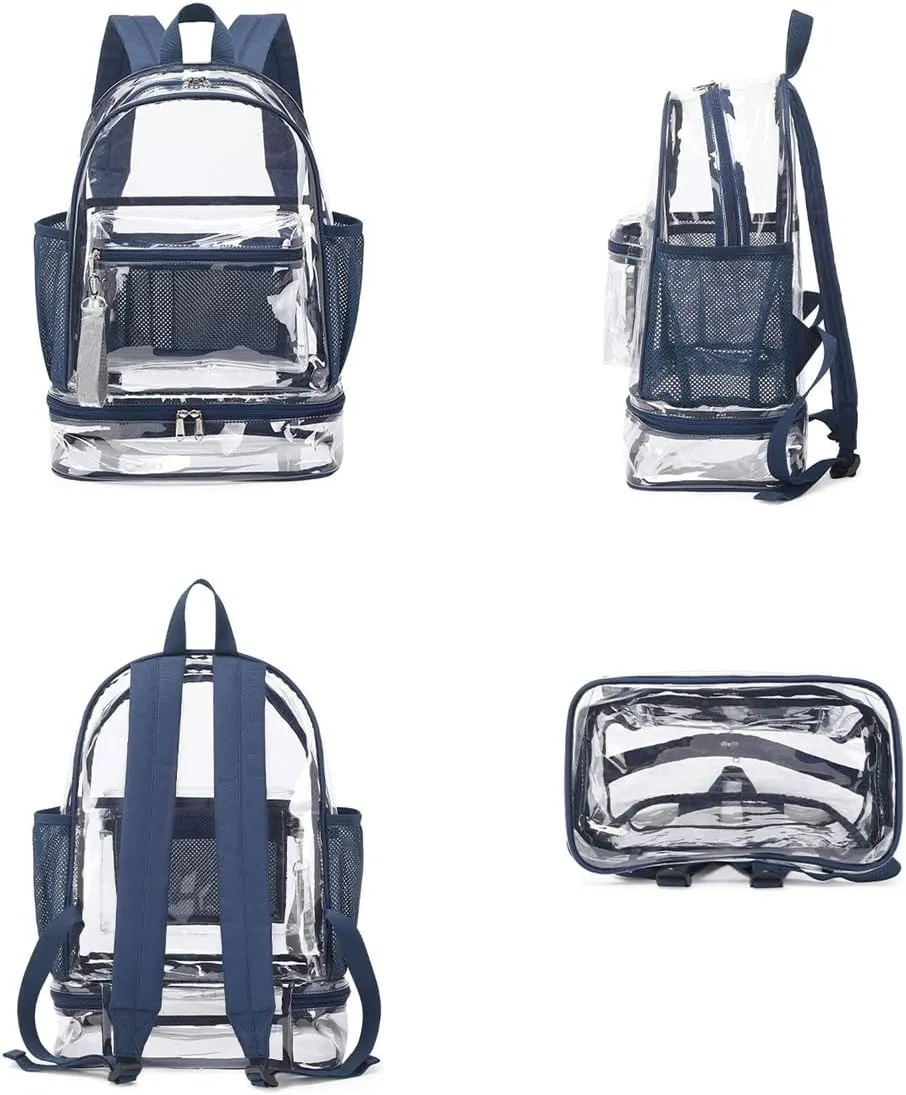 Clear Backpack Heavy Duty, See Through Backpack Purse, Gym Backpack with Laptop and Shoe Compartment (Green), 32*19*45cm