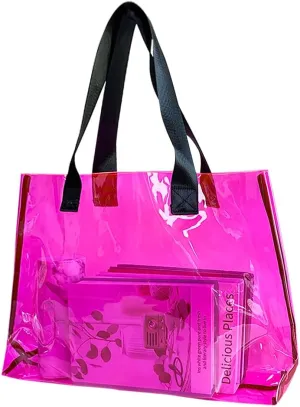 Clear Large Tote Bag - Versatile, Waterproof, Stain Resistant, Transparent Shoulder Tote Bag for Work