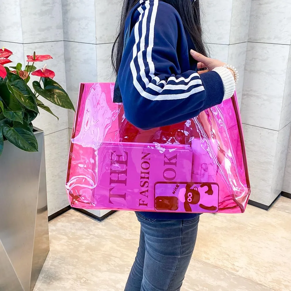 Clear Large Tote Bag - Versatile, Waterproof, Stain Resistant, Transparent Shoulder Tote Bag for Work