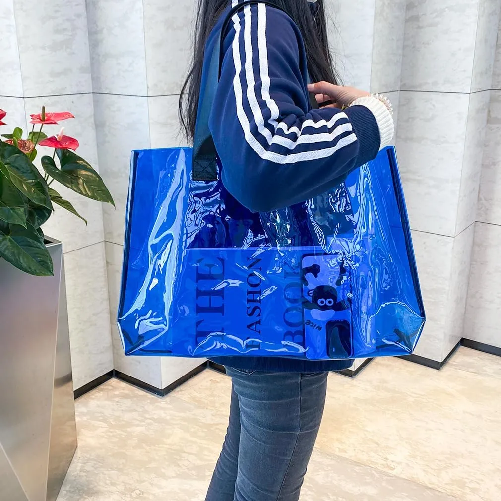 Clear Large Tote Bag - Versatile, Waterproof, Stain Resistant, Transparent Shoulder Tote Bag for Work