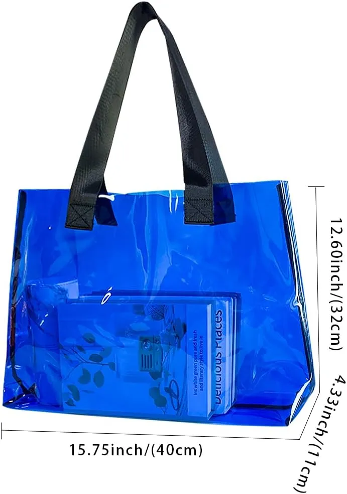 Clear Large Tote Bag - Versatile, Waterproof, Stain Resistant, Transparent Shoulder Tote Bag for Work