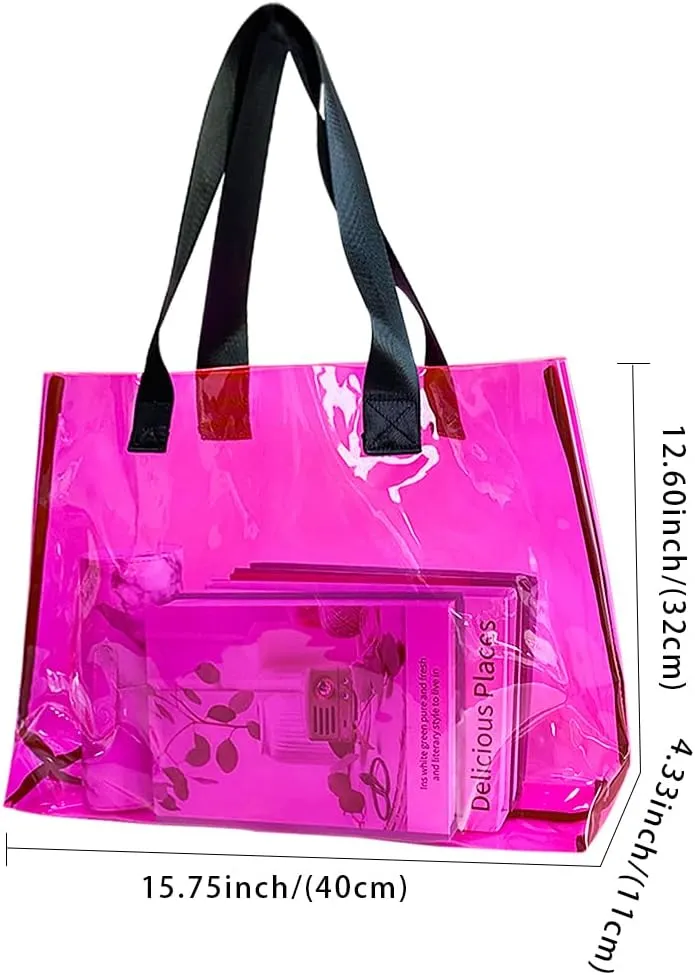 Clear Large Tote Bag - Versatile, Waterproof, Stain Resistant, Transparent Shoulder Tote Bag for Work