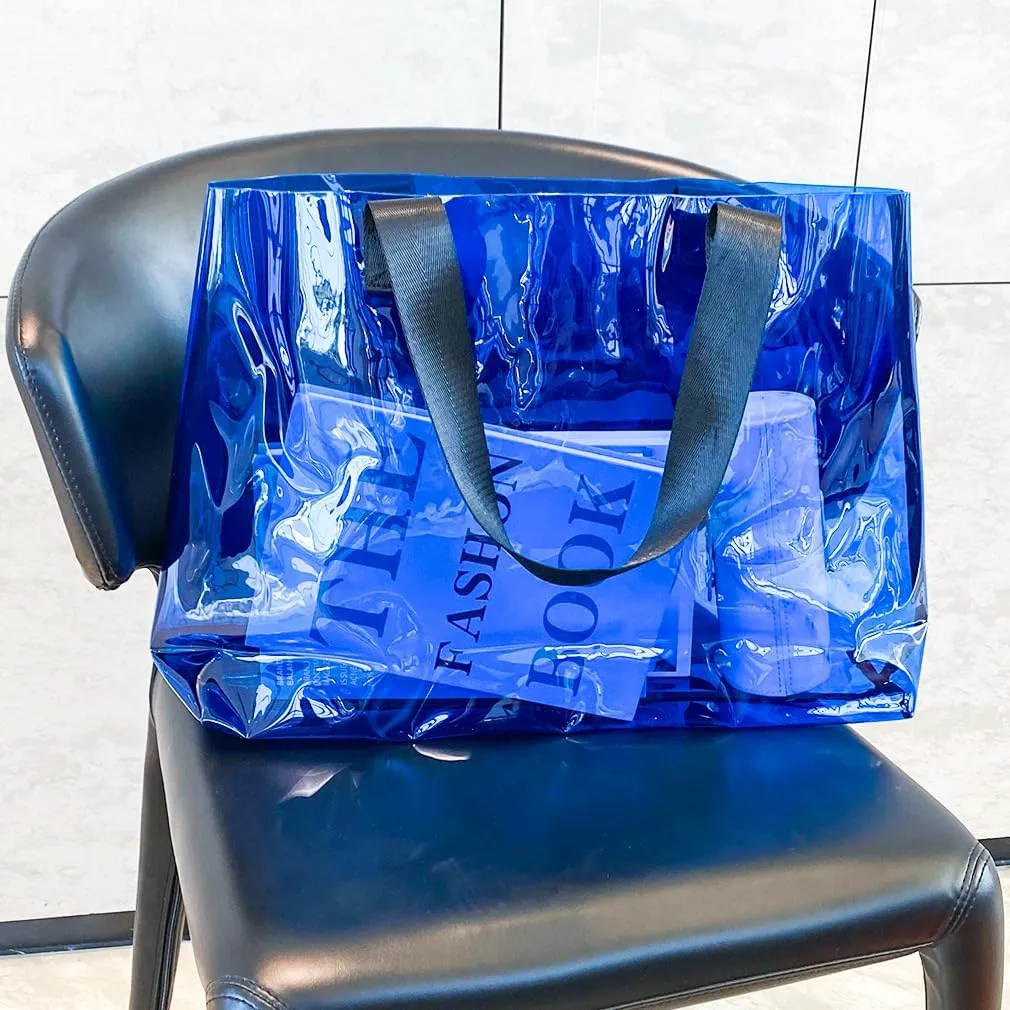 Clear Large Tote Bag - Versatile, Waterproof, Stain Resistant, Transparent Shoulder Tote Bag for Work