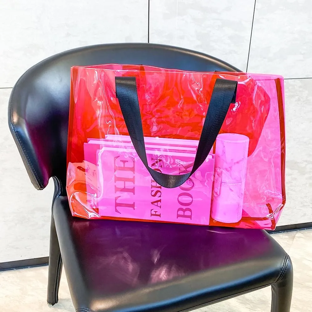 Clear Large Tote Bag - Versatile, Waterproof, Stain Resistant, Transparent Shoulder Tote Bag for Work