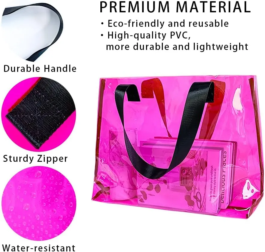 Clear Large Tote Bag - Versatile, Waterproof, Stain Resistant, Transparent Shoulder Tote Bag for Work