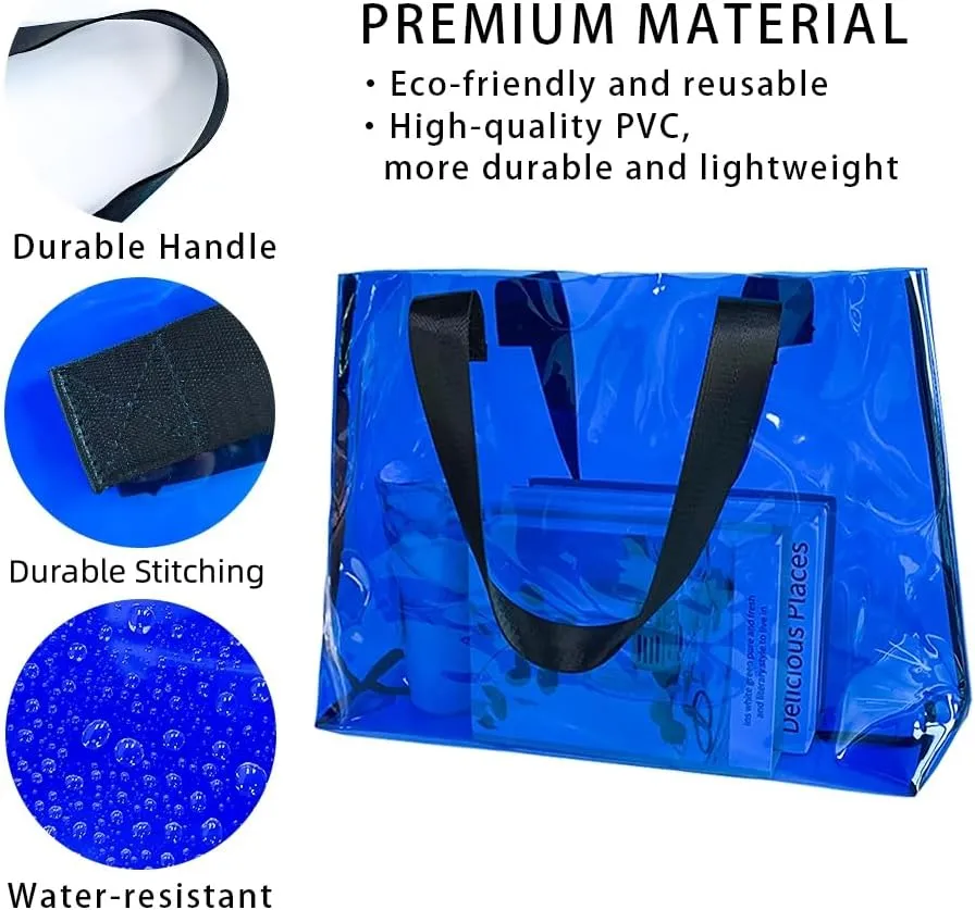 Clear Large Tote Bag - Versatile, Waterproof, Stain Resistant, Transparent Shoulder Tote Bag for Work