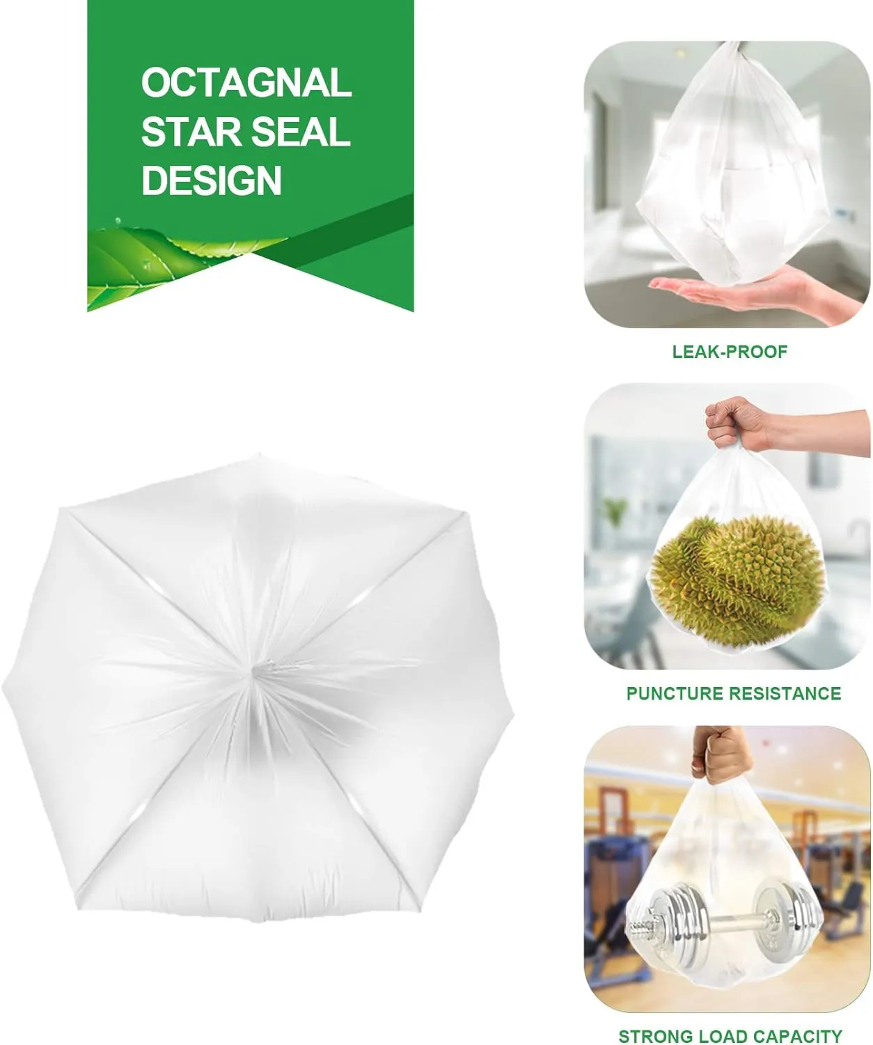 Clear Medium Garbage Bags 8 Gallon Trash Bags FORID Wastebasket Bin Liners 220 Count Plastic Trash Bags for Bathroom Bedroom Office Trash Can 30 Liter