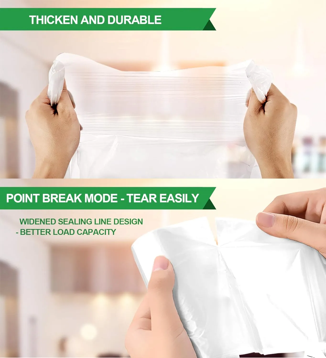 Clear Medium Garbage Bags 8 Gallon Trash Bags FORID Wastebasket Bin Liners 220 Count Plastic Trash Bags for Bathroom Bedroom Office Trash Can 30 Liter