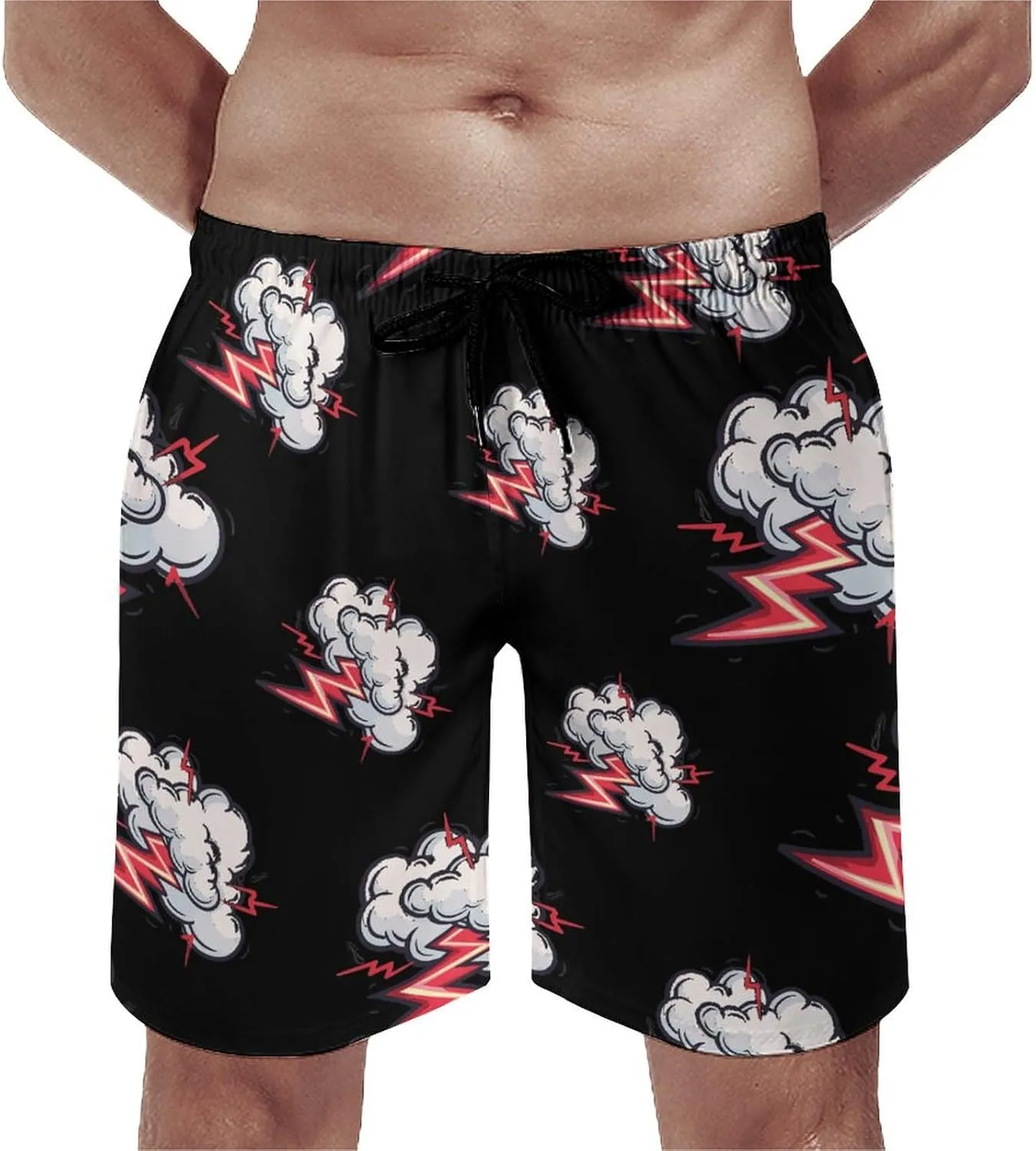 Cloud Thunder Men's Swim Trunks Quick Dry Board Shorts Breathable Summer Beach Shorts Bathing Suits