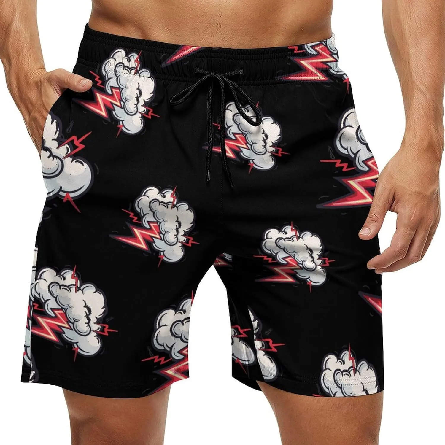 Cloud Thunder Men's Swim Trunks Quick Dry Board Shorts Breathable Summer Beach Shorts Bathing Suits