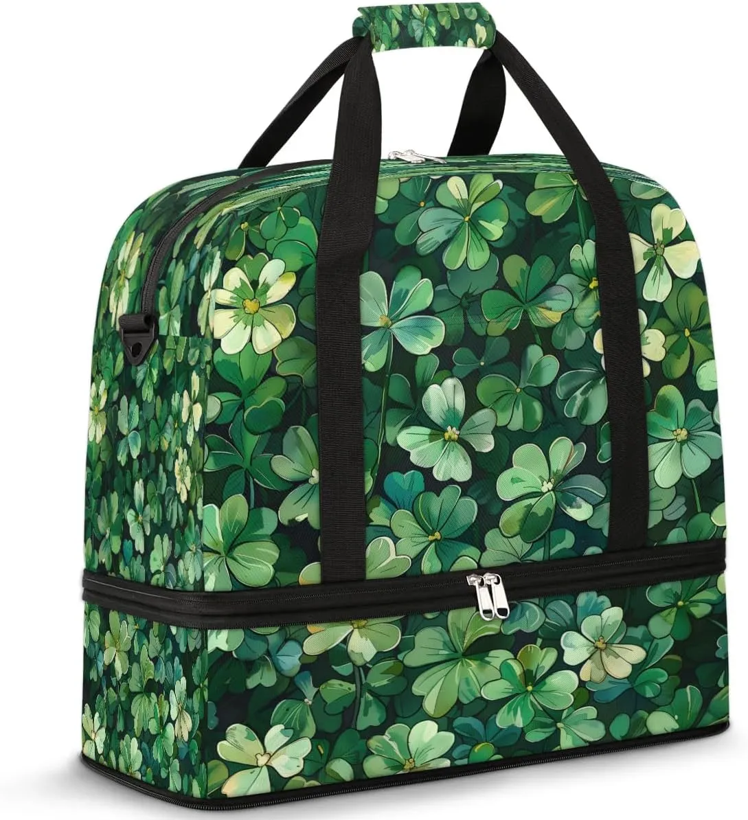 Clover Meadows Travel Duffel Bag, Travel Essentials, Gym Bag for Women, Weekender Overnight Bag With Shoes Compartment, Carry On Bags for Airplanes