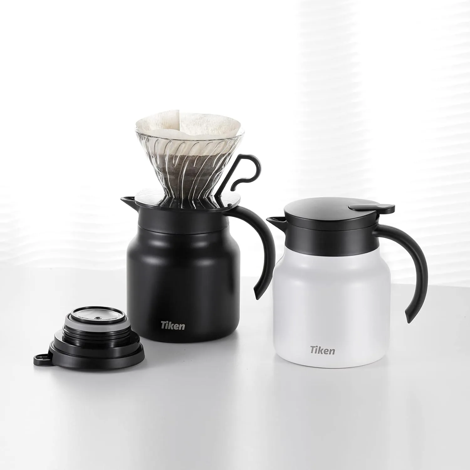 Coffee Server, 800ML (27 Oz) Thermal Coffee Carafe, Stainless Steel Insulated Vacuum Coffee Carafes For Keeping Hot - Matte Black