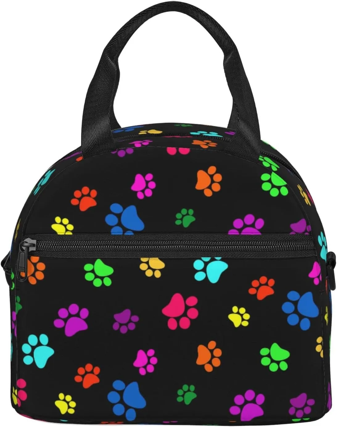 Colorful Dog Animal Paws Lunch Bag Reusable Insulated Lunch Tote Bag Lunchbox Container With Adjustable Shoulder Strap For Office Work School Picnic Travel