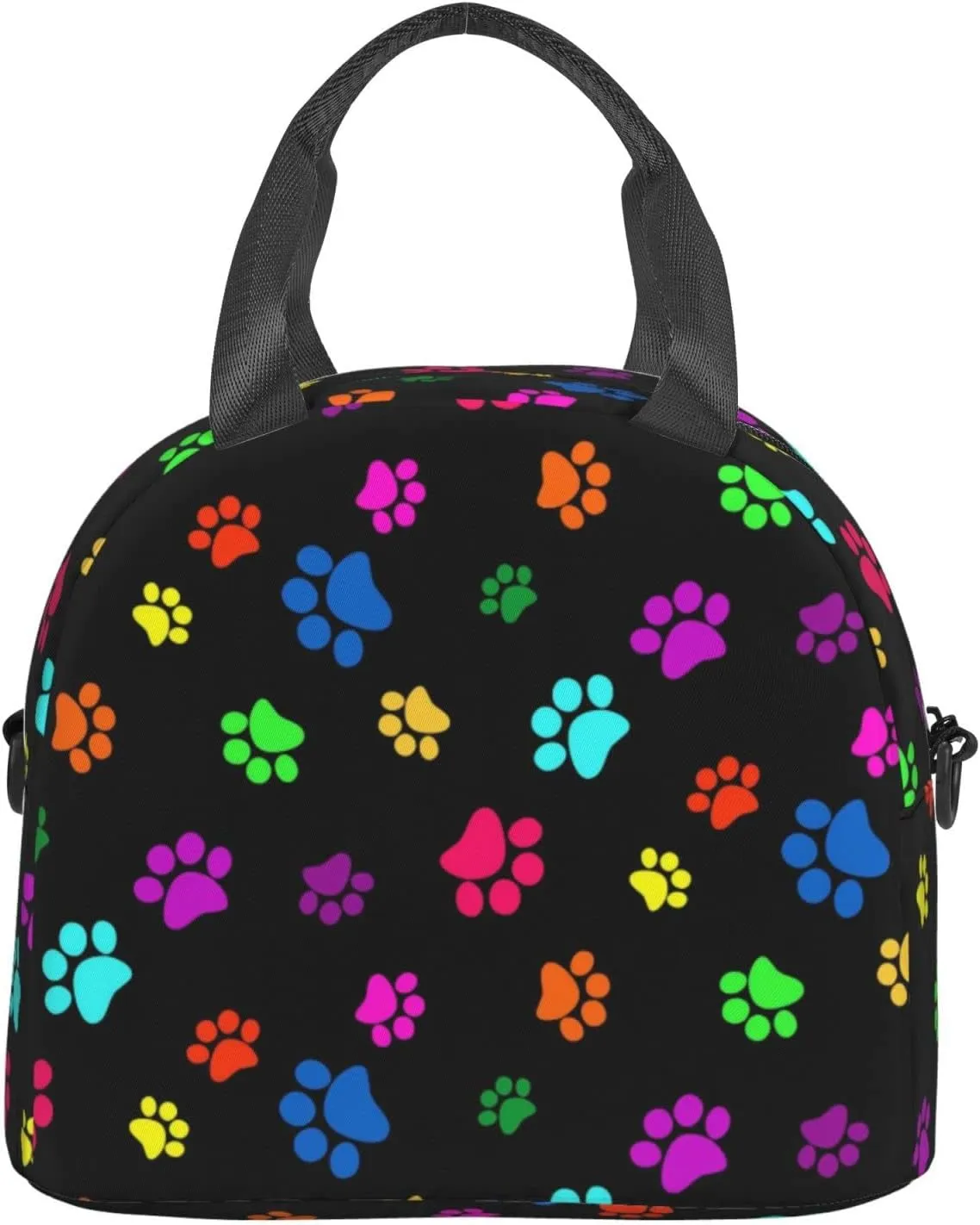 Colorful Dog Animal Paws Lunch Bag Reusable Insulated Lunch Tote Bag Lunchbox Container With Adjustable Shoulder Strap For Office Work School Picnic Travel