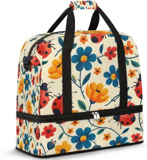 Colorful Flora Fancy Prints Travel Duffle Bag, Collapsible Travel Bag Sports Gym Bag With Shoes Compartment Weekender Bag Overnight Bag For Women Men